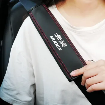 1 Шт. Ремень Безопасности Автомобиля Кожаный Ремень Безопасности Плечевой Чехол Защита Наплечников Чехол для Honda Mugen Автоаксессуары