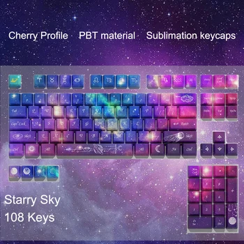 108-Клавишные Колпачки Для ключей В стиле Звездного Неба Artisan Caps Cherry Profile PBT с 5-сторонней Сублимацией Краски Механическая Клавиатура Keycap Для MX Switch