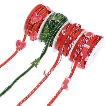 2/5 Ярдов Рождественской ленты с принтом в крупный рубчик для подарочной упаковки, свадебного украшения, красной ленты ручной работы с подвесным декором.
