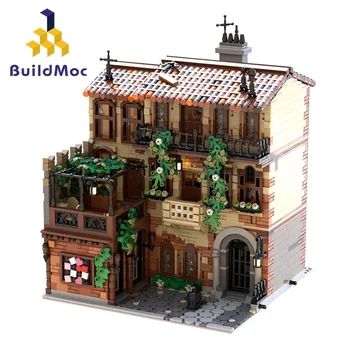 BuildMoc, Известная архитектура, Балкон Джульеттированного дома, Набор строительных блоков, Ретро-сцена, Кирпичи, Игрушка для детей, Подарок на День рождения