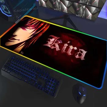 Death Note RGB Большой коврик для мыши PC Gamer Светодиодный Коврик для мыши HD Печать Игровые клавиатуры XXXL Настольный Ковер Резиновый коврик для стола 400x900 мм
