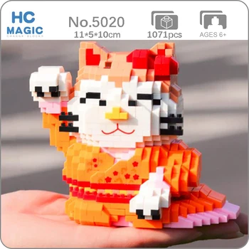 HC 5020 Животный Мир Lucky Cat Money Fortune Кимоно Домашнее Животное Кукла Модель Мини Алмазные Блоки Кирпичи Строительная Игрушка Для Детей Без Коробки