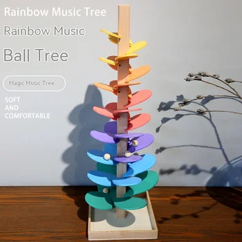 Instagram Радужное музыкальное дерево, Соединяющее лепестки, Деревянные игрушки с шариковой дорожкой, Детские блоки-головоломки, Дерево мудрости, Упражнение Vision