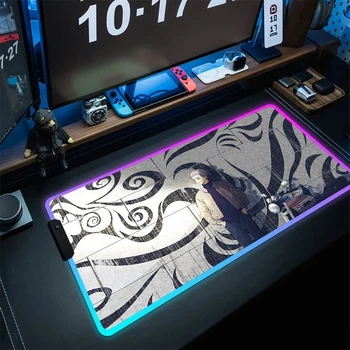 RGB Большой Игровой Коврик Для Мыши Tokyo Revengers Gamer Keyboard Mat LED Аниме HD Принт Коврик Для Мыши Офисный Нескользящий Коврик Для Мыши Игровой Ковер