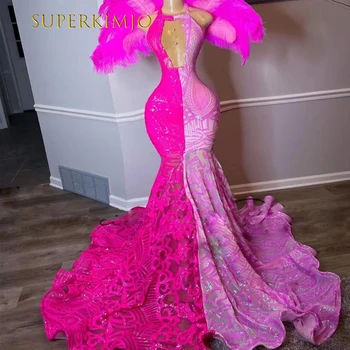 SuperKimJo Elbise Двухцветные Розовые Платья для Выпускного Вечера для Женщин С Блестящей Аппликацией Из Пайеток Модные Платья Для Официальных Мероприятий Vestidos De Gala