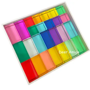 Акриловые Прозрачные кубики Строительные блоки Детские Обучающие Цветные Развивающие игрушки Монтессори Полупрозрачные Штабелирующие игрушки для детей