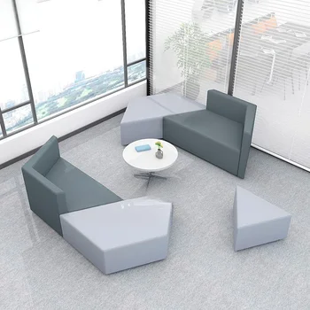 Бизнес-диван для приемной особой формы в офисе продаж, сочетание чайного столика в офисе творческого учебного заведения на заказ