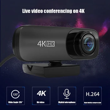 Веб-камера 4K Uhd 3840X2160P Веб-камера 800 Вт пикселей Компьютерная камера 120 ° Веб-камера Groothoek Met Microfoon