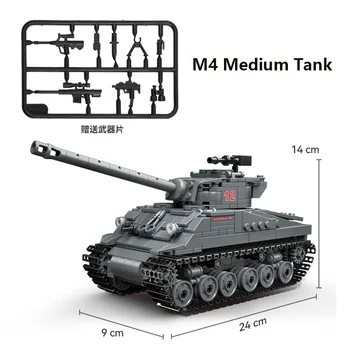 Военная серия WW2 1: 35 Sherman M4 Firefly Танк Классическая Коллекционная модель Строительные блоки Кирпичи Игрушки Подарки