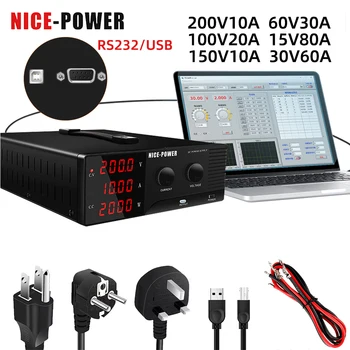 Высокая мощность С Регулятором напряжения постоянного тока RS232/USB 100V 20A 2000W Настольный Старящий Источник питания 60V 30A Импульсный Источник Питания Nice-Pow