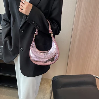 Высококачественная женская сумка через плечо, модная сумка в виде полумесяца, роскошная дизайнерская сумка-кошелек, женская брендовая сумка из искусственной кожи, косметичка