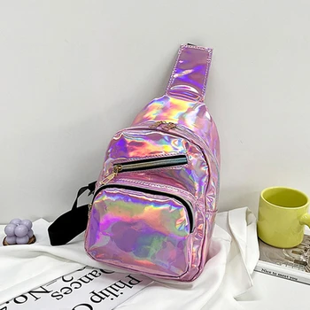 Женская Нагрудная сумка Лазерного цвета Для девочек, Модная Женская сумка Через плечо, Трендовая Женская сумка на одно плечо В Корейском стиле