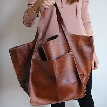 Женская сумка-тоут в стиле ретро, простая, сотни классических моделей сумок, сумка через плечо из мягкой кожи большой емкости