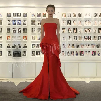 Женские платья для выпускного вечера, простые темно-красные русалки без бретелек длиной до пола, с многоуровневой формальной вечеринкой, элегантные вечерние 2023
