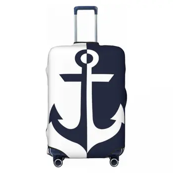 Изготовленный на заказ морской Белый Темно-синий Якорь, защитный чехол для багажа, Забавные чехлы для дорожных чемоданов на 18-32 дюйма