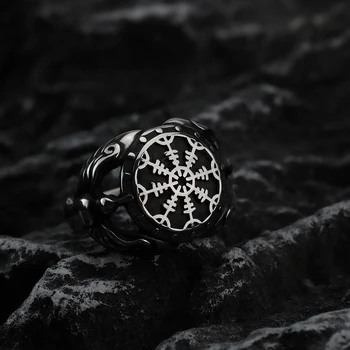 Кольцо из титановой стали Viking Odin Crow, европейский и американский Мужской рунический компас, модное кольцо из нержавеющей стали, наконечник