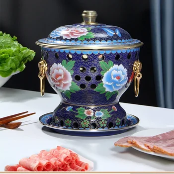 Коммерческая кастрюля из латуни с голубой эмалью Jingtai, спиртовая плита на одного человека, Кастрюля для приготовления экологически чистого масла, отдельное блюдо