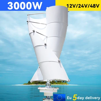 Комплект генератора ветряной турбины мощностью 3000 Вт, 10 лопастей, ветряная мельница с альтернативной свободной энергией 12 В 24 В, Дополнительный Гибридный контроллер MPPT Для домашнего использования