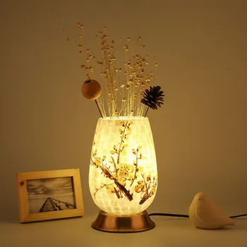 Креативная простая настольная лампа в виде ракушки, стеклянная цветочная композиция, прикроватная лампа для спальни, теплая современная настольная лампа для ухода за больными