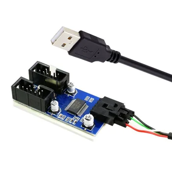Материнская плата 9-контактный разъем от 1 штекера до 2 штекерных разъема концентратора USB 2.0 Type-A Порт адаптера расширения Multilier