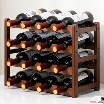 Мини-Бамбуковый Винный Стеллаж Полки для бутылок Шкаф для хранения Ликера Винтажная мебель для дома Botellero Vino Madera
