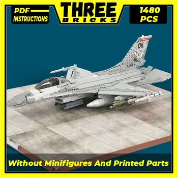 Модель военного самолета, строительные кирпичи Moc, блок F-16, 30 технологических блоков Fighting Falcon, Подарочная Рождественская игрушка, наборы DIY в сборе