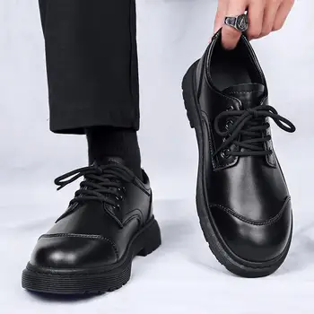 Обувь на лифте Для мальчиков, Мужская Внутренняя Кожаная Обувь, Увеличивающая Рост, Мужская Деловая Официальная Обувь в стиле Дерби, Мужская Черная Обувь Из Натуральной Кожи Groo
