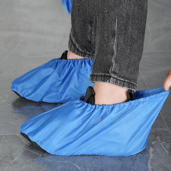 Однотонные многоразовые бахилы, водонепроницаемые нескользящие Моющиеся Защитные чехлы для обуви, Эластичные защитные чехлы для обуви, чехол для обуви в помещении