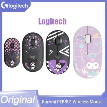 Оригинальная Logitech Sanrio Kuromi Co-Branded Мультяшная Беспроводная Bluetooth-Мышь Pebble 1000 DPI Mouse Kuromi Для ПК, Ноутбука
