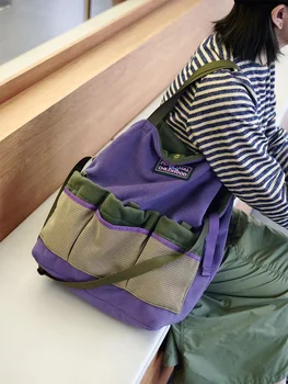 Оригинальная Корейская брендовая дизайнерская сумка с несколькими карманами, большая вместительная плюшевая флисовая сумка через плечо Y2k Shopper Crossbody Bag