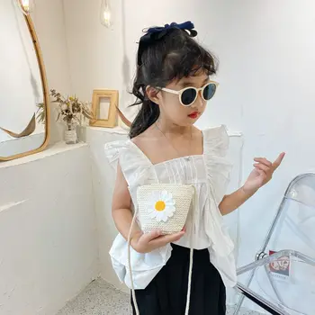 Повседневный модный мультяшный милый пляжный тканый кошелек в богемном стиле, сумочка в корейском стиле, детская соломенная сумка