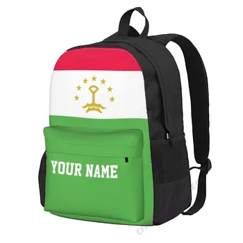 Пользовательское Имя Флаг Таджикистана Полиэфирный Рюкзак Из Полиэстера Для Мужчин И Женщин Дорожная Сумка Повседневная Студенческая Походная Сумка Для Кемпинга