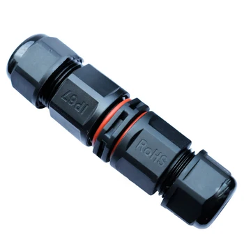 Прочный водонепроницаемый соединительный адаптер 15A 2/3/4 PIN 250V с черными латунными разъемами, защищенный от пыли. Ландшафтное резиновое кольцо