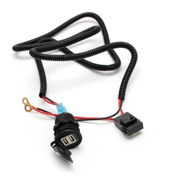 Синий светодиод 5V 3.1A Автомобильный USB со жгутом проводов, двойной USB автомобильный прикуриватель A70F