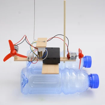 Собранная модель ветряной турбины лодка Деревянная лодка с дистанционным управлением DIY научные развивающие игрушки подарочная креативная модель