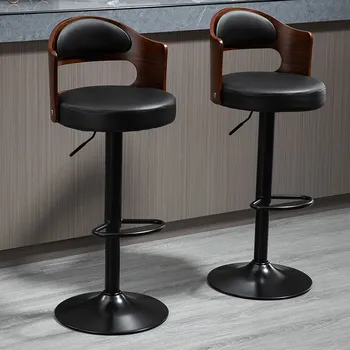 Современные регулируемые барные стулья Стойка администратора Металлические Кожаные барные стулья для отдыха Мебель для банкетного зала из нержавеющей стали