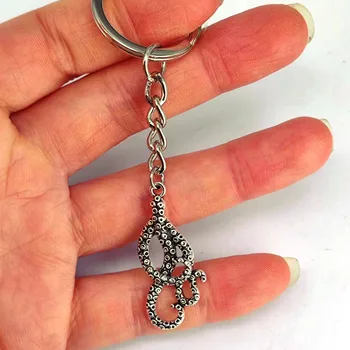 старинный серебряный цвет, 3 корня, щупальца осьминога, брелки для ключей в подарок