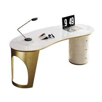 Стол из яркой каменной доски в итальянском стиле, легкая роскошь, современный рабочий компьютерный стол, письменный стол