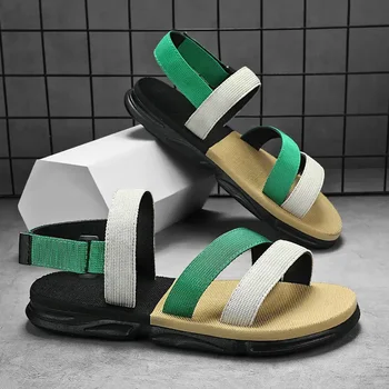 Уличная спортивная пляжная обувь для мужчин, летние новые модные нескользящие износостойкие сандалии, Дышащие повседневные универсальные мужские сандалии