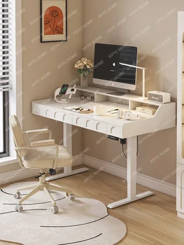Электрический подъемный стол Компьютерный стол Студенческий домашний стол Книжная полка для письма