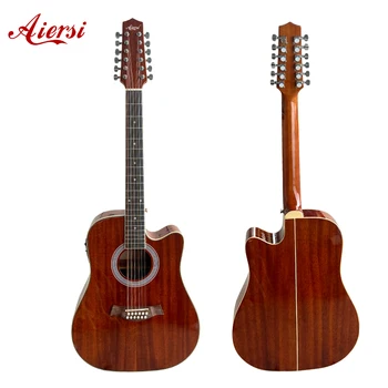 12 Струнная акустическая гитара с глянцевым корпусом из красного дерева 41-дюймовая Электромузыкальный инструмент для левой и правой рук Гитара с эквалайзером