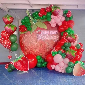145пк клубника воздушные шары гирлянда арочный комплект многоцветный воздушный шар украшения душа ребенка день рождения сладкий летний бассейн вечеринка декор