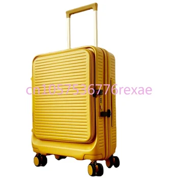 24 Студенческих чемодана мужского и женского пола, кожаный чемодан с паролем, 20-дюймовый кейс для тележки с открывающейся передней стороной