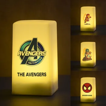 Marvel Avengers Светодиодный ночник Мультяшный Человек-паук Железный Человек USB Перезаряжаемая Настольная лампа Креативная Прикроватная лампа для детской спальни Подарки