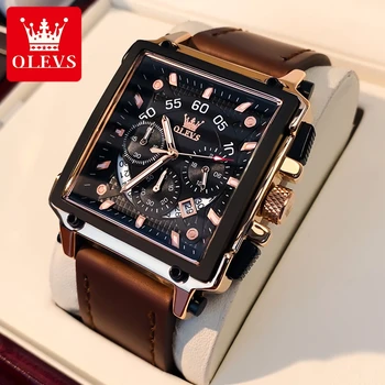 OLEVS Роскошные мужские часы Водонепроницаемые Квадратные Часы для мужчин, Люминесцентные Кварцевые наручные часы лидирующего бренда, модные часы man luxury original
