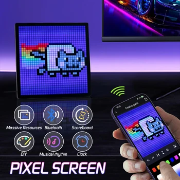 RGB Smart LED матрица Пиксельный дисплей Программируемый экран с управлением приложением DIY Арт-дисплей для оформления игровой комнаты Классная анимационная рамка