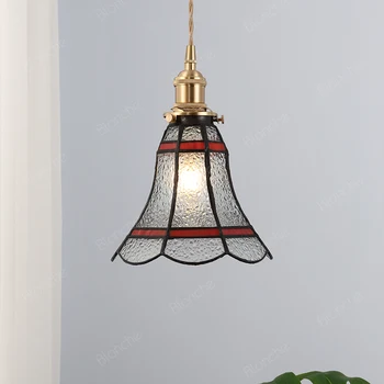 Винтажный подвесной светильник Средиземноморский витражный светодиодный подвесной светильник для спальни, кухни, домашнего декора в стиле лофт E27