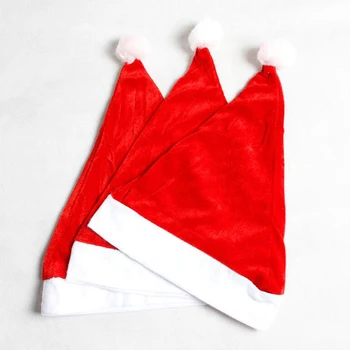 Высококачественная Рождественская Мягкая шляпа Санта Клауса, Красная Короткая Плюшевая шляпа Ноэля, Рождественский декор, подарок