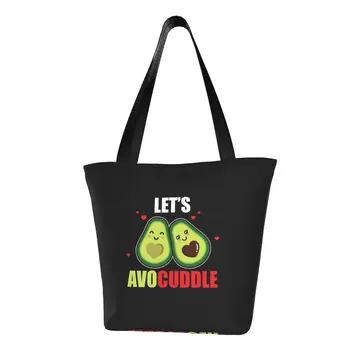 Забавная Кавайная Сумка-Тоут с Авокадо Для пары Покупок, Перерабатывающая Продуктовую Холщовую сумку-Шоппер Let's Avocuddle