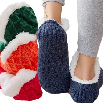 Зимние теплые носки Плюс утолщенные удобные женские носки в полоску, теплые чулки для сна, Рождественский подарок, Носки для домашнего ковра